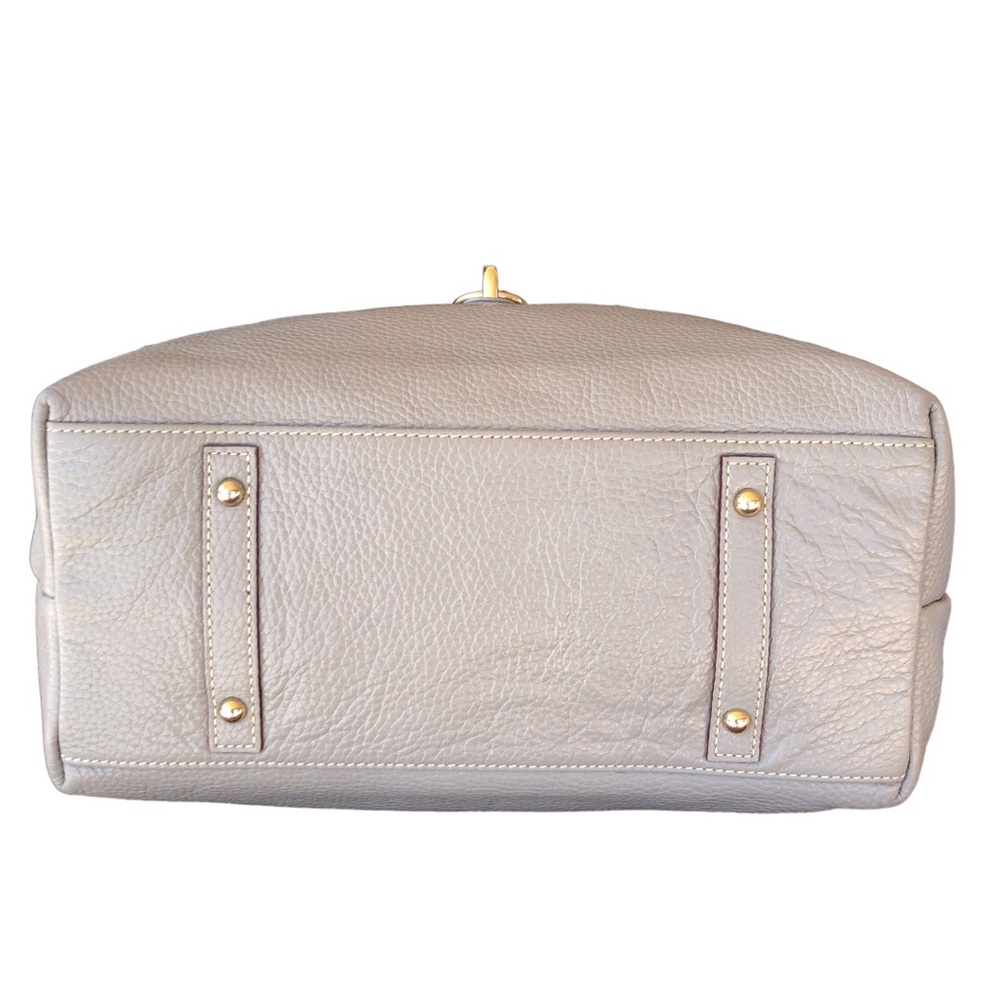 Dooney & Bourke Belvedere Pebble Leather Logo Lock Shoulder Bag Soft Gray - Picture 7 of 16